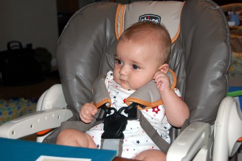 I get to sit at the dinner table while Mom & Dad eat!