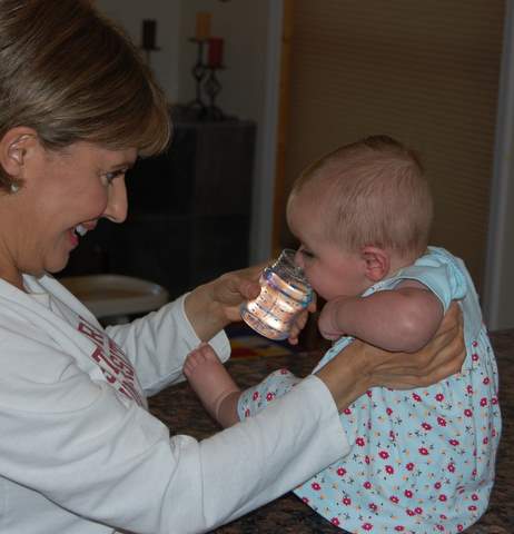 Nana gives me a sip of water when I wake up from my naps!
