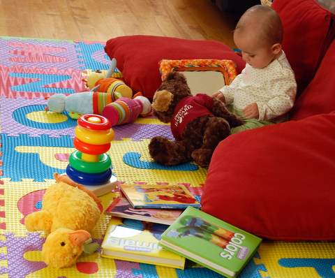 Do not disturb.  (Nana always builds elaborate cushion structures for me!)