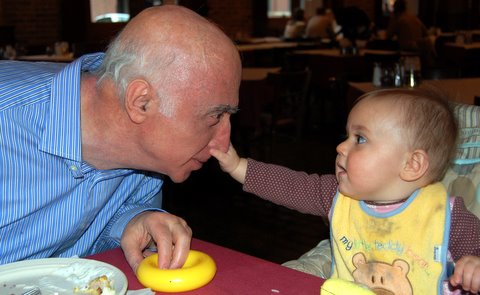 Grandpa’s nose is so easy to grab!