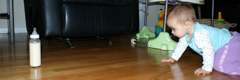 Dad makes me work for my bottles!