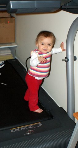 Dad makes it seem like the treadmill is hard work…