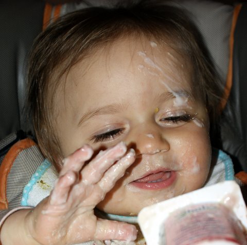 “Eating” yogurt.