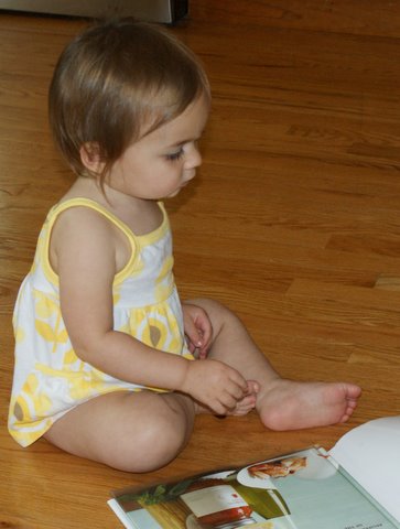 Helping Dad decide what to cook this weekend.