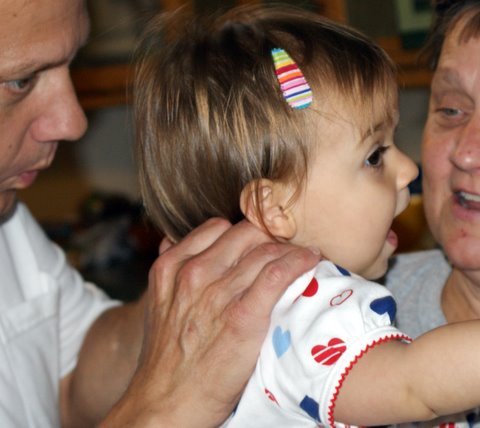Nice backrub from Great-Uncle Michael!