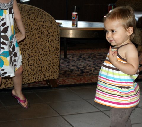 Dancing with my new friend at Starbucks