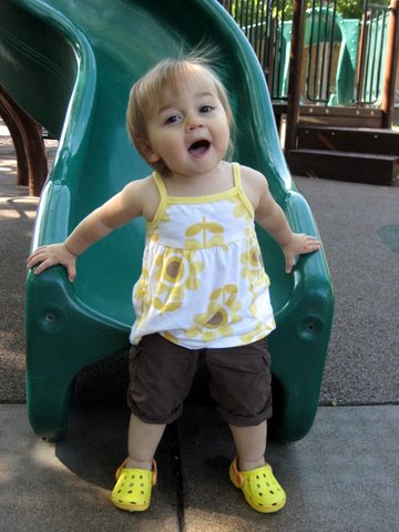 Big slide, big girl!