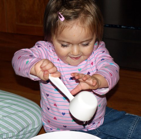 Really getting to help make (yucky) brownies