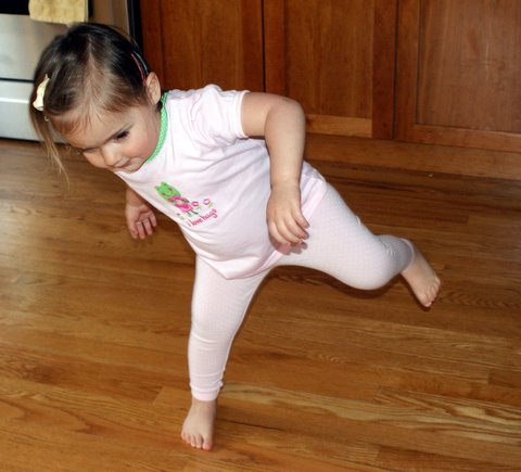 Who says I can't balance on one foot?  (Mom!)